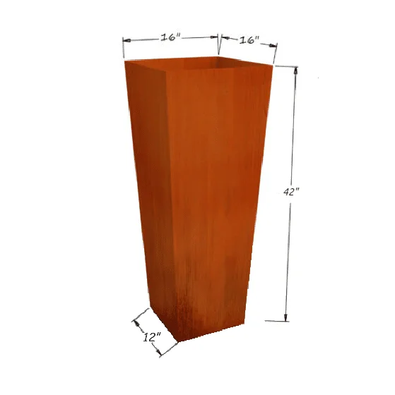 Tapered Tall Corten Steel Planter - Image 2